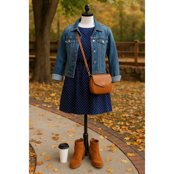 Madewell Silk Cross-Back Dress | Dots & Stars Print | Midnight Blue | Size 2 - Picture 2 of 13
